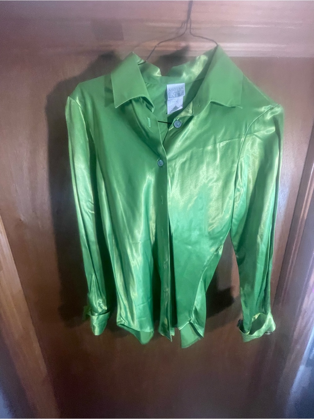 Moda Lime Green Satin Blouse